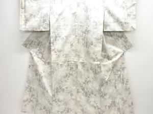 アンティーク　樹木模様織り出し十日町紬着物